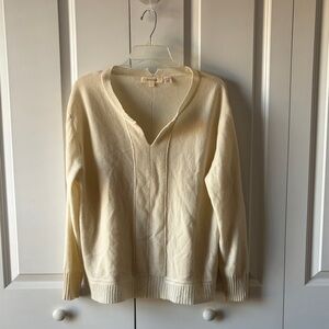 Inhabit Cashmere Women's V-Neck Cream Sweater Size Large